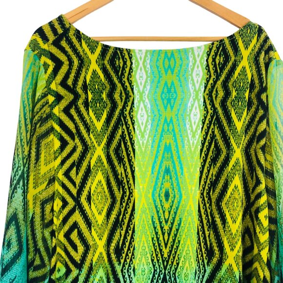 Style & Co Women's Plus Size Tunic Size 3X Green Diamond Flowy Drape Wide Sleeve - Picture 4 of 9